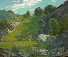 William Wendt, The cow trail, oil on canvas