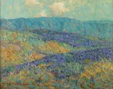 Blue flowers by Granville Redmond, 1919, oil on canvas, offered Aug 2010
