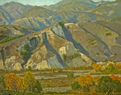 William Wendt, At the base of the mountains, oil on canvas
