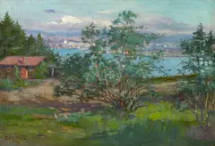 Edith White, San Diego as seen from Point Loma, oil on canvas
