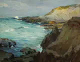 Jean Mannheim, Rocky coastline, oil on canvas