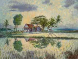 Shirley Marie Russell, Old Hawaiian house, Waipahu, oil on canvas
