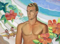 Robert Lee Eskridge, Surfer Boy Johnny Gomez, 1936, watercolor, gouache and pencil on board
