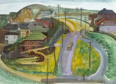John Charles Haley, Richmond Hills, 1931, watercolor and gouache on paper affixed to heavy card