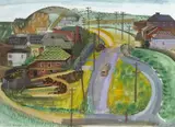 John Charles Haley, Richmond Hills, 1931, watercolor and gouache on paper affixed to heavy card