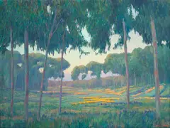 William Dorsey, Wildflowers through the trees, oil on canvas
