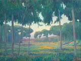 William Dorsey, Wildflowers through the trees, oil on canvas