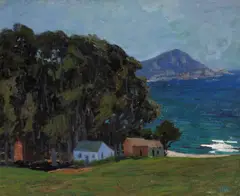 Theodore Criley, Little red school house, Carmel Highlands, oil on canvas