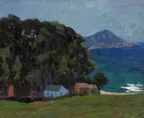 Theodore Criley, Little red school house, Carmel Highlands, oil on canvas