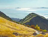 Ray Strong, From the headlands to the sea, oil on board