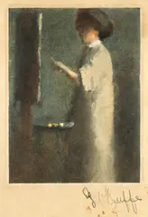 Georgia O'Keeffe, Untitled (Woman painting), c.1907-1908, monotype on paper