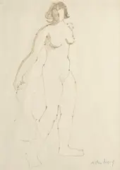 Milton Avery, Shy nude, 1955, felt-tip pen on paper