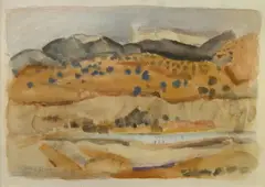 Victor William Higgins, Taos ranch, watercolor and pencil on paper