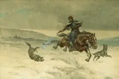 Herman Wendleborg Hansen, A ride for life, watercolor on board