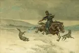 Herman Wendleborg Hansen, A ride for life, watercolor on board