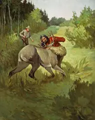 Deer and young Indian by Robert Farrington Elwell, oil on canvas, offered Aug 2010