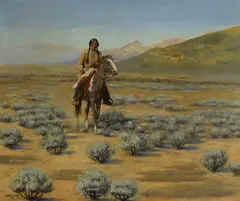 Carl Everton Moon, Indian on horseback, oil on canvas