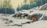 Nöel Daggett, The smokeless fire (Blackfeet Indians), 1990, gouache on board