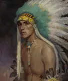 Gray Bartlett, Double Shields, Blackfoot, Browning, Montana, oil on canvas