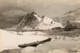Thomas Moran, Iceberg and men pulling skiff