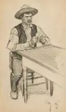 Maynard Dixon, Card player; Portrait of a young Native American, 1900 (a pair)