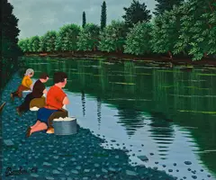 Les lavandières by Camille Bombois, oil on canvas, sold May 2010