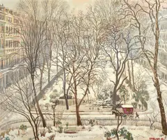 Douglas Bliss, A London square in winter, 1941, oil on canvas