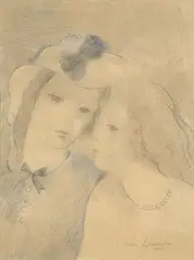 Deux filles by Marie Laurencin, color pencil, pencil and crayon on paper laid on board, sold May 2010