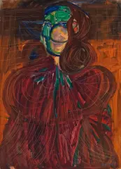 Bruno Cassinari, Figura con faccia verde, oil on paper laid on canvas