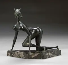Marcello Mascherini, Chimera, 1958, bronze with dark brown patina on variegated marble base