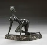 Marcello Mascherini, Chimera, 1958, bronze with dark brown patina on variegated marble base