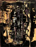 George Campbell R.H.A., Spanish Street Shapes, 1963, crayon, ink and oil pastel on lithograph on press board
