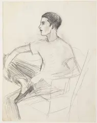 Seated figure by Elizabeth Peyton, c. 1990, pencil on paper, offered May 2010
