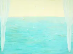 Falling by Hiroshi Sugito, 1998, acrylic and colored pencil on canvas, sold May 2010