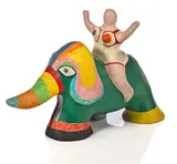 Nana on an Elephant by Niki de Saint Phalle, 1979, acrylic and crayon on plaster, sold May 2010