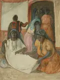 En el mercado by Francisco Zúñiga, 1968, crayon and watercolor on paper, sold May 2010