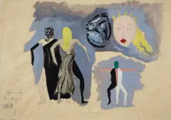José Clemente Orozco, Diseño para el ballet 'Umbral', 1938, gouache and pencil on tracing paper