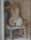Desnudo de espalda en la silla by Francisco Zúñiga, 1974, charcoal and pastel on paper, offered May 2010