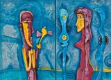 Mario Murúa, El otro reino (double-sided), oil on panel (two parts)