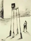 Kcho, Sin titulo, 2001, oil stick on paper
