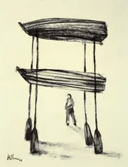 Instalación by Kcho, 2001, oil stick on paper, sold May 2010
