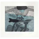Roger von Gunten, Mujer mirando al mar, Grabado al aguatinta y al aguafuerte P. I. II