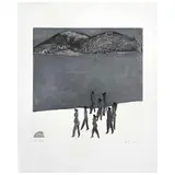 Joy Laville, Ocho mujeres en la playa, Grabado al aguatinta y aguafuerte P / T I / III