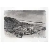 Dr. Atl, Paisaje, 1937, Carboncillo sobre papel