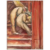 Diego Rivera, Obreros, boceto para mural, Acuarela y lápiz de grafito sobre papel