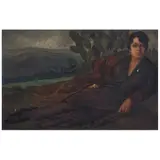 Alberto Garduno, La esposa del artista, 1920, Óleo sobre tela sobre madera