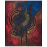 Rosendo Pérez Pinacho, Pájaro vestido de arena y viento, Óleo y arena sobre tela