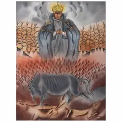 Maximino Javier, La aparición, Gouache sobre papel