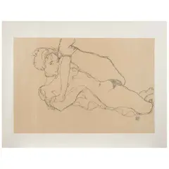 Nu la jambe levée by Egon Schiele, Litografía sin número de tiraje, edición póstuma, offered Aug 2021