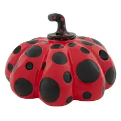 Yayoi Kusama, Pumpkin red and black, Escultura en resina laqueada